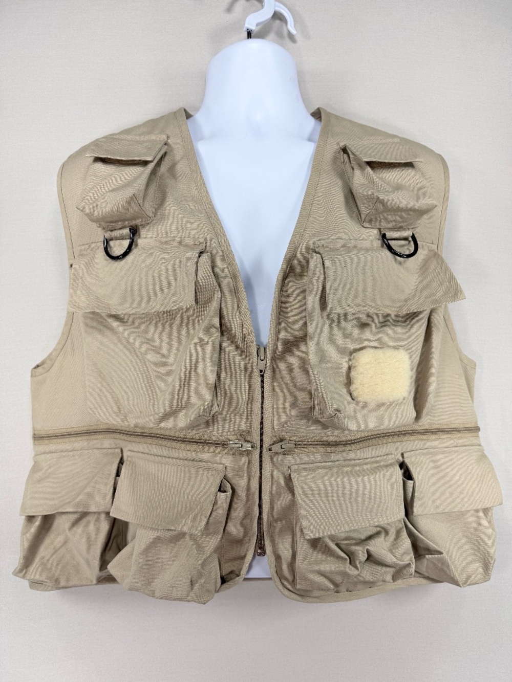 Field & Stream Fly Fishing Vest Men's Large Tan Utility Cargo Pockets Cotton
